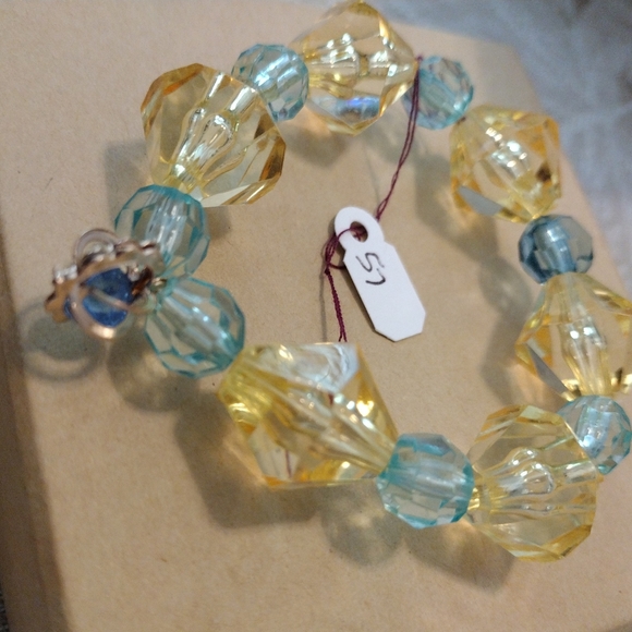 Artemis's Gems custom-made beaded bracelet with pale blue and gold beads/charm - Picture 3 of 5